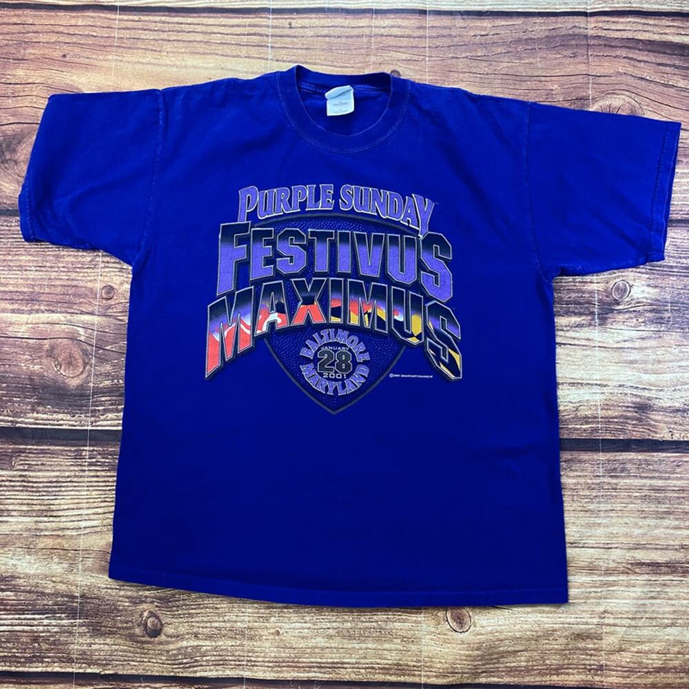 Vtg Baltimore Ravens Shirt Mens XL Sunday Evermore NFL Football 2001 Purple